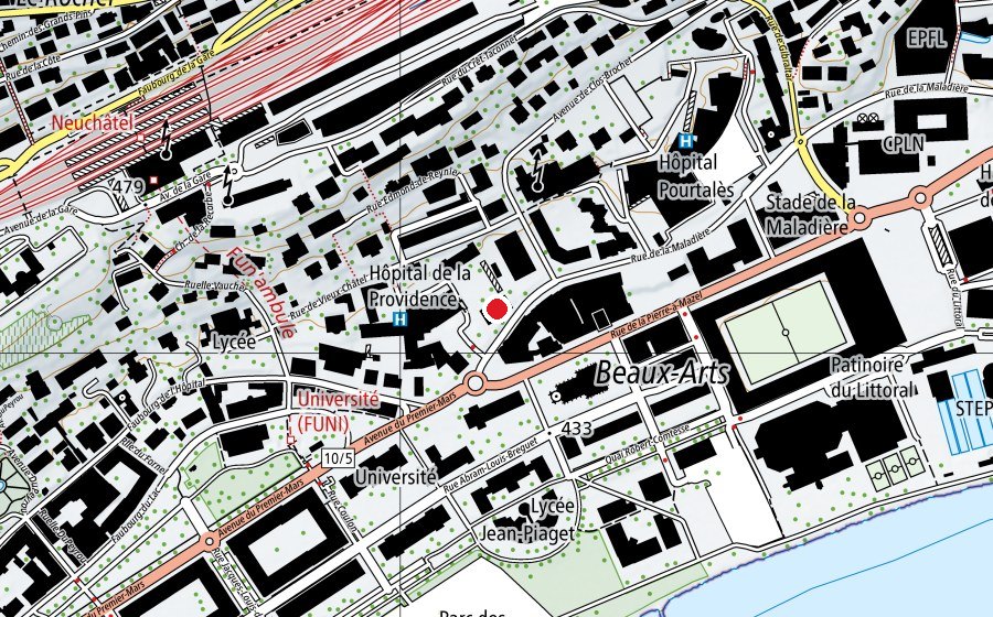 Map showing the location of École catholique (School)