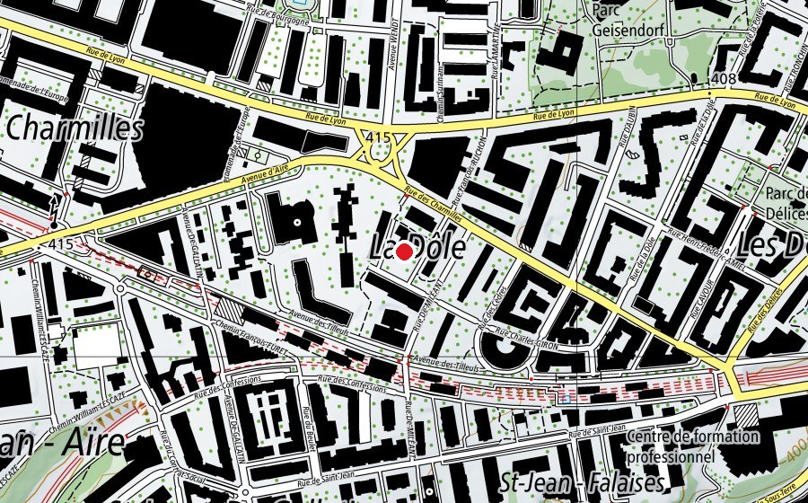 Karte mit dem Standort von Ecole Charles-Giron (Schule)