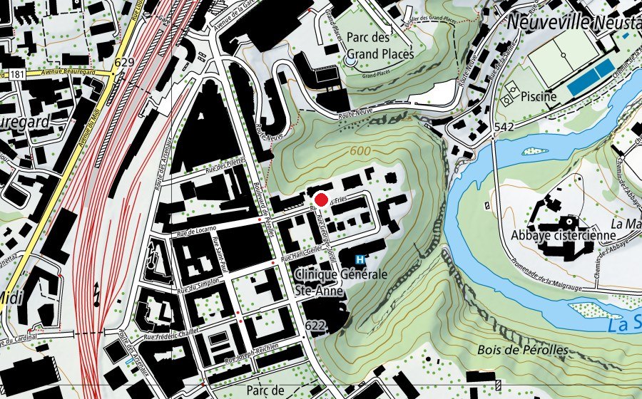 Map showing the location of Ecole club Migros (School)