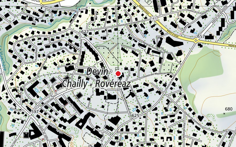 Map showing the location of École d'enseignement spécialisé de Rovéréaz (School)