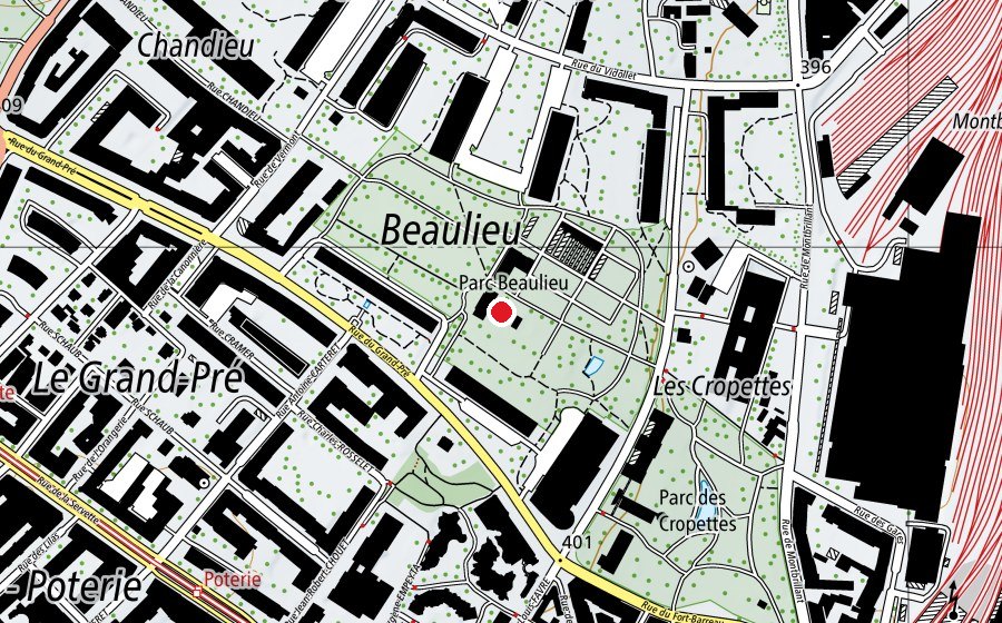 Map showing the location of Ecole de Beaulieu (School)