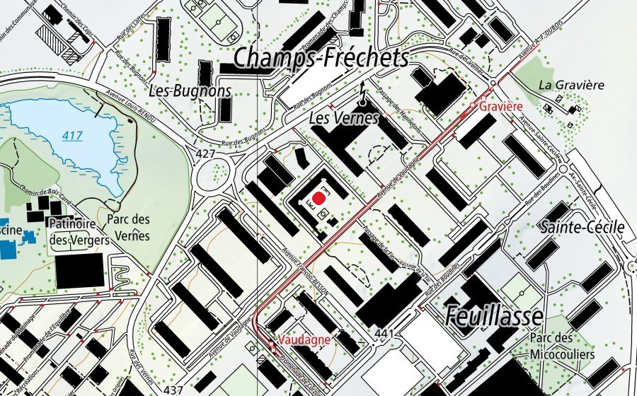 Map showing the location of École de Bellavista (School)