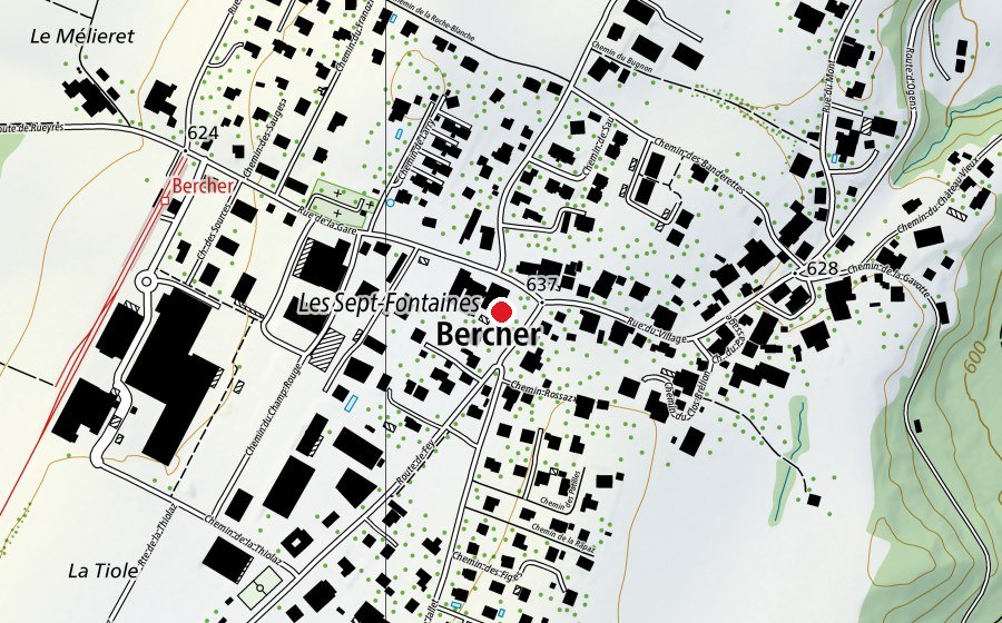 Map showing the location of École de Bercher (School)