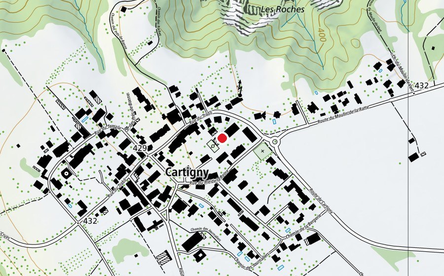 Map showing the location of École de Cartigny (School)