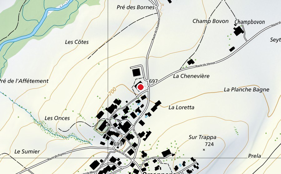 Carte indiquant l’emplacement de école de Chavannes (École)