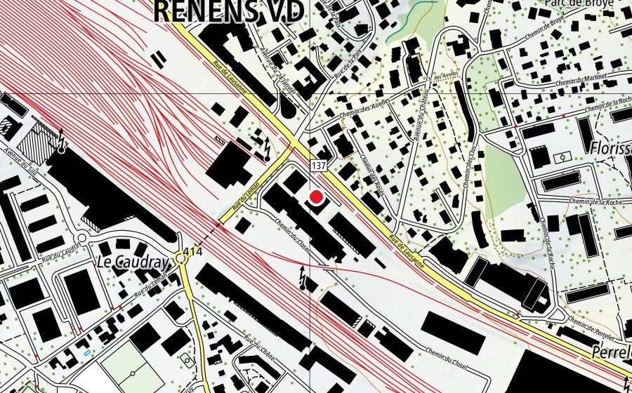 Carte indiquant l’emplacement de École de Cirque de Lausanne-Renens (École)