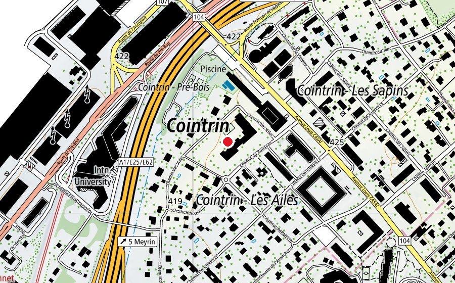 Karte mit dem Standort von École de Cointrin (Schule)