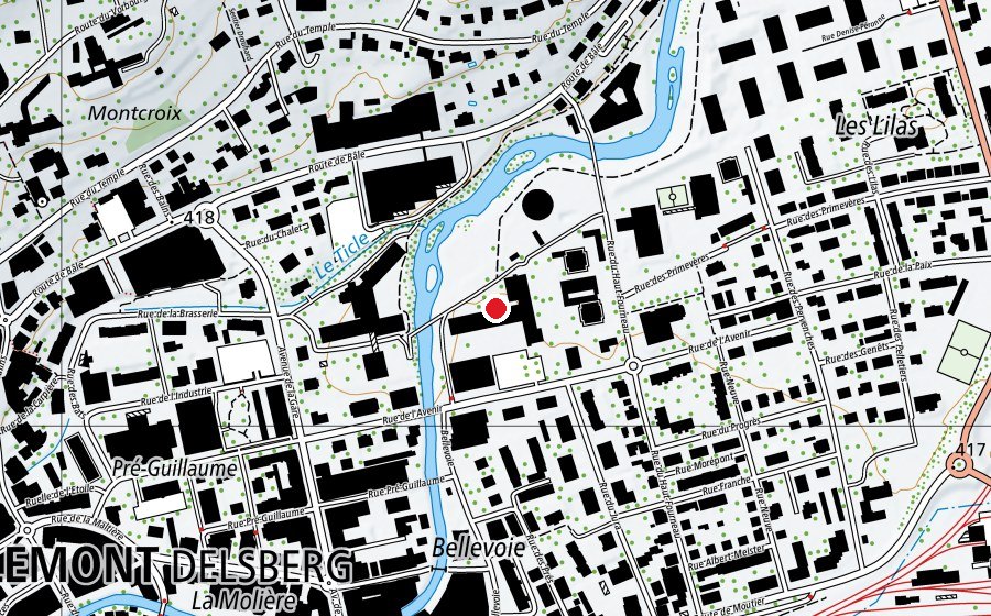Mappa con la posizione di École de commerce de Delémont (Scuola)