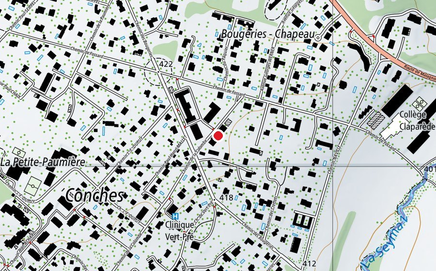 Map showing the location of École de Conches (School)