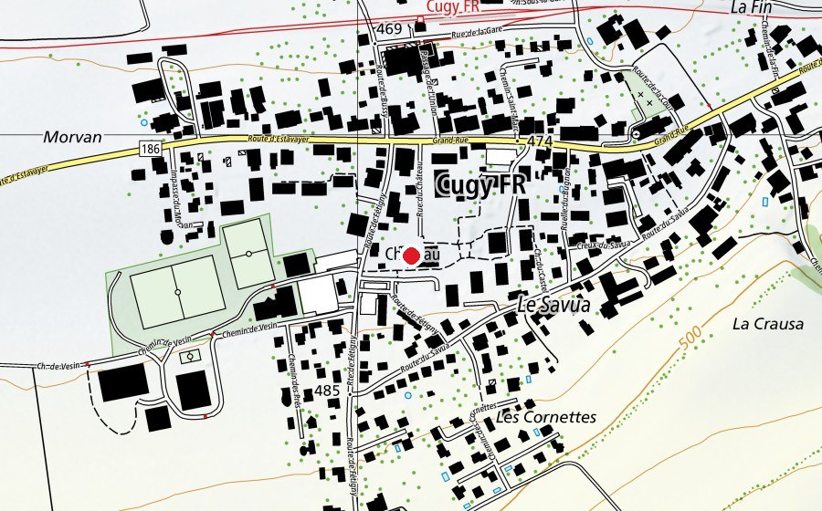 Map showing the location of École de Cugy (School)
