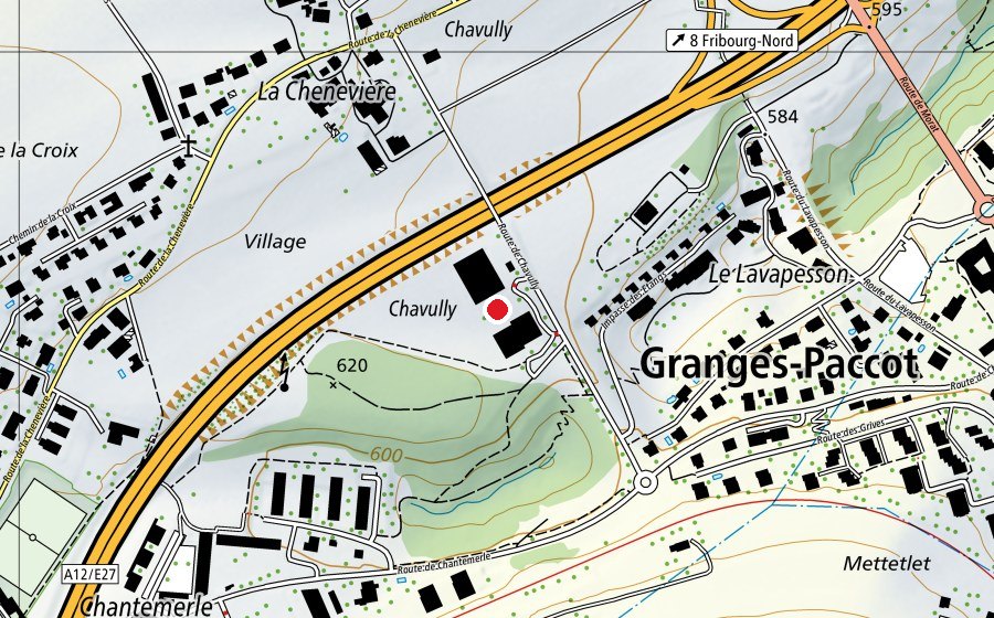 Carte indiquant l’emplacement de Ecole de Granges Paccot, Chavully (École)