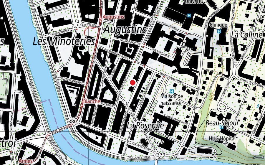 Map showing the location of Ecole de la Roseraie (School)