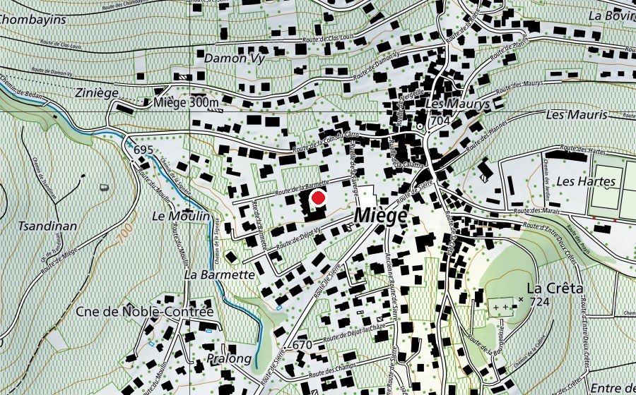 Carte indiquant l’emplacement de Ecole de Miège (École)