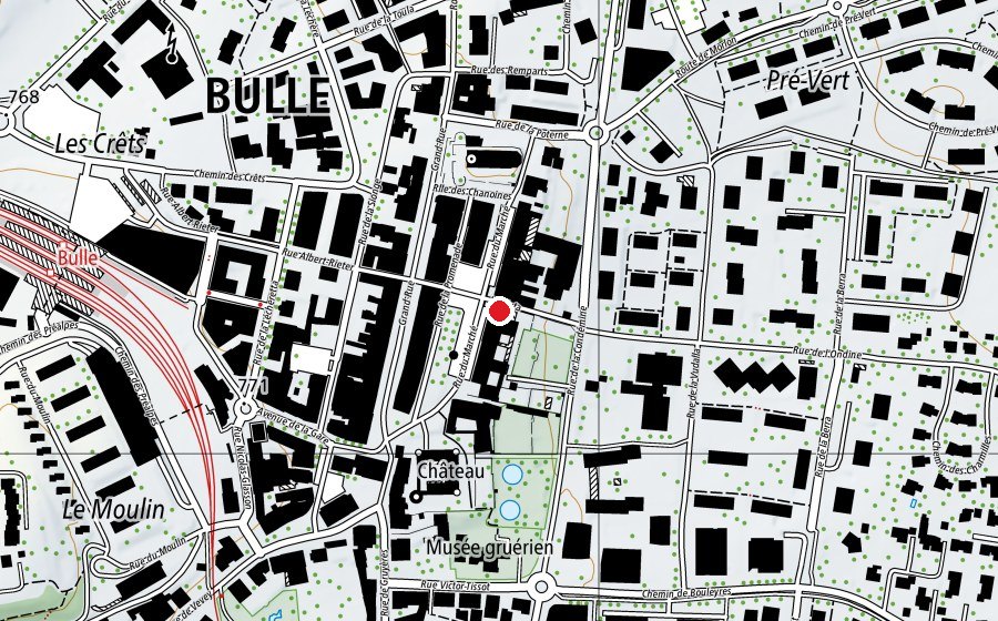 Map showing the location of École de Musique de la Gruyere (School)