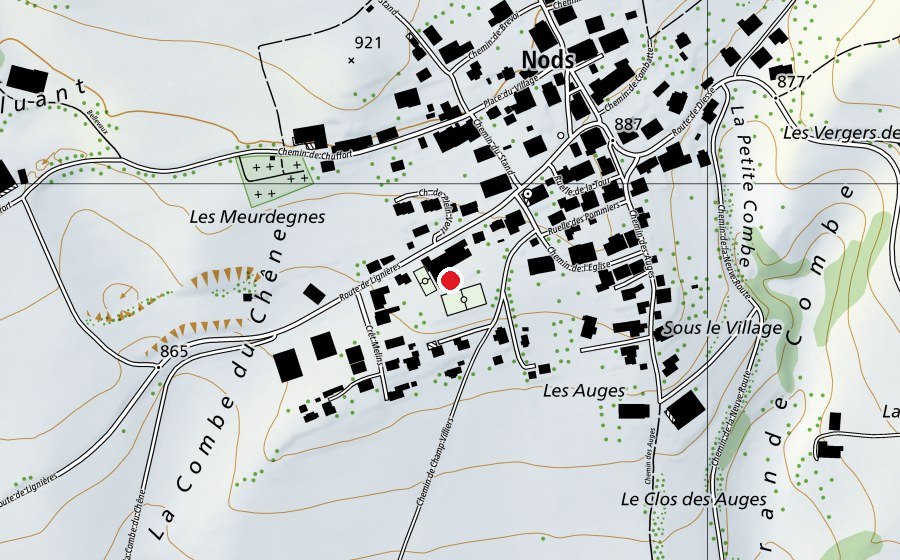 Carte indiquant l’emplacement de Ecole de Nods (École)