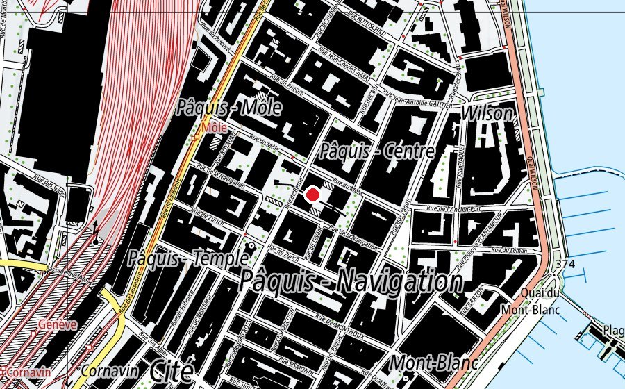 Carte indiquant l’emplacement de Ecole de Pâquis-Centre (École)