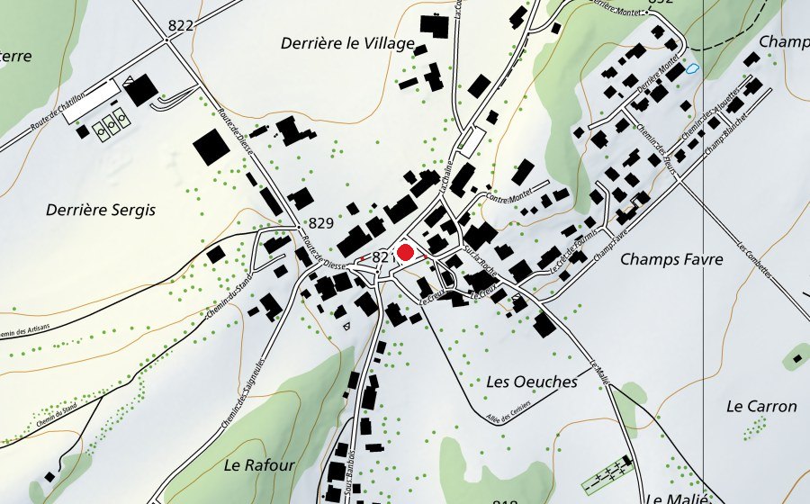 Karte mit dem Standort von Ecole de Prêles (Schule)