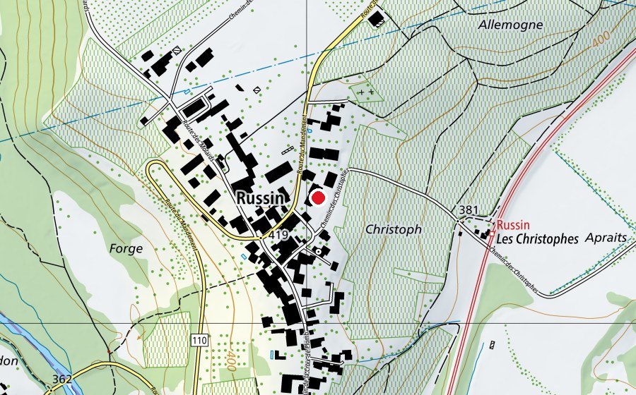 Carte indiquant l’emplacement de Ecole de Russin (École)