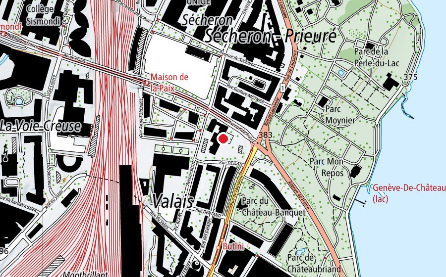 Map showing the location of Ecole de Sécheron (School)