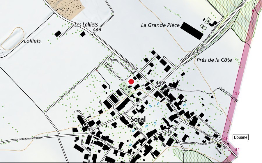 Mappa con la posizione di Ecole de Soral (Scuola)