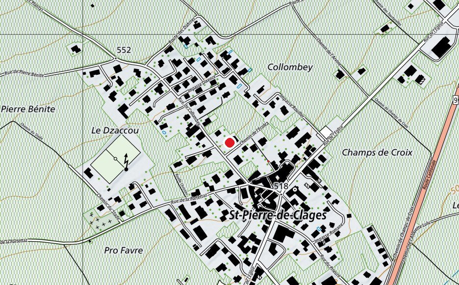 Carte indiquant l’emplacement de Ecole de St-Pierre-de-Clages (École)
