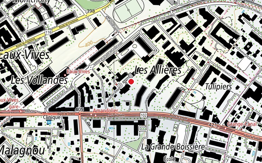 Mappa con la posizione di Ecole des Allières (Scuola)
