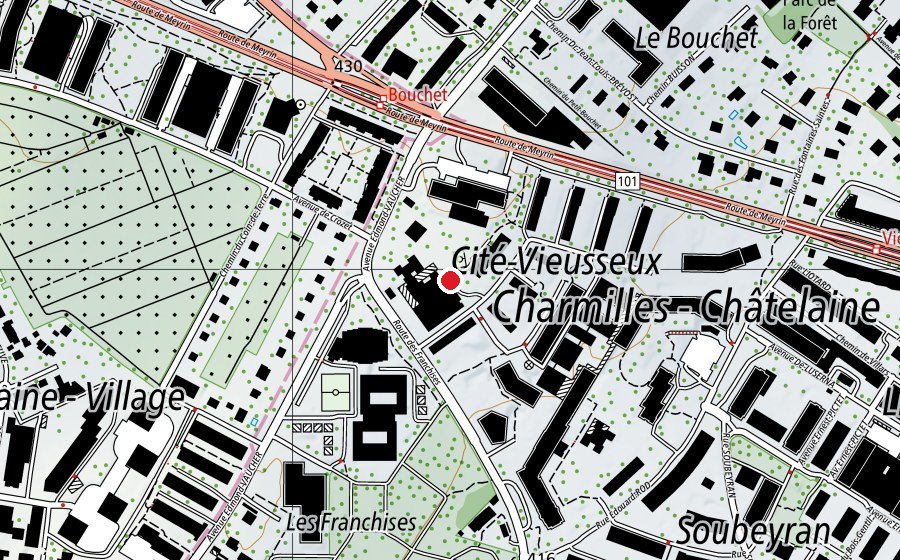Map showing the location of Ecole des Franchises (School)