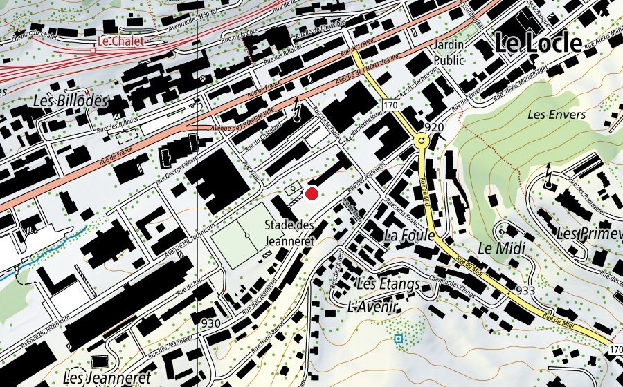 Carte indiquant l’emplacement de École des Jeannerets (École)