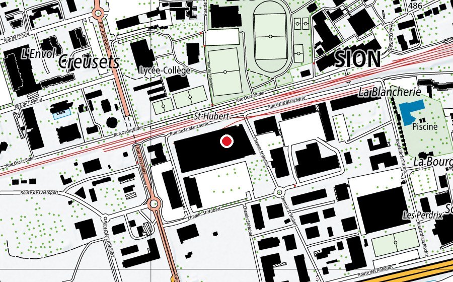 Map showing the location of École des Métiers du Valais (EMVs) (School)