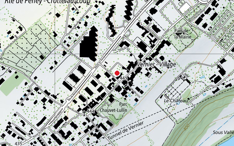 Map showing the location of École des Ranches I Village (School)