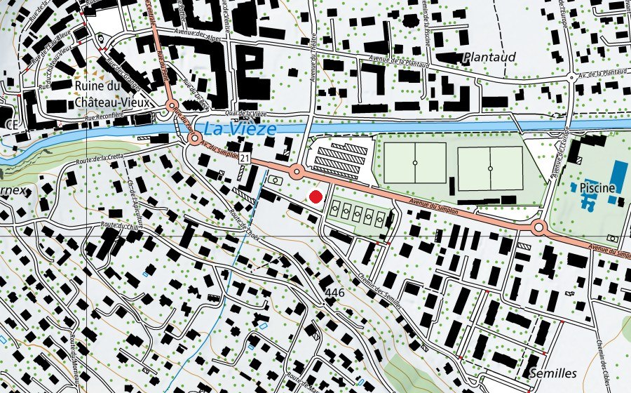 Map showing the location of École des Semilles (School)