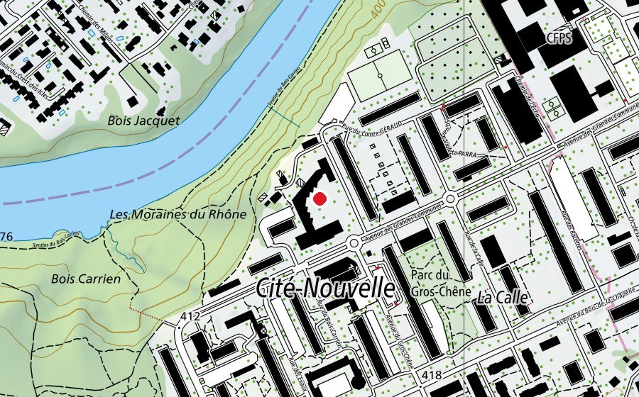 Mappa con la posizione di Ecole des Tattes (Scuola)
