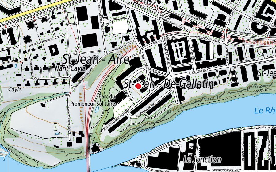 Karte mit dem Standort von Ecole Devin-du-Village (Schule)