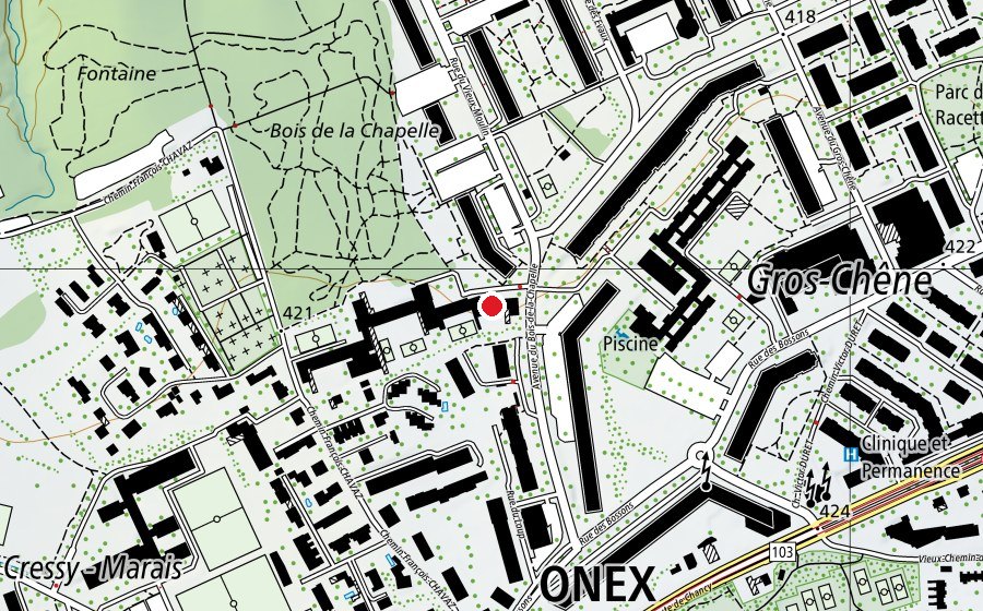 Map showing the location of Ecole du Bosson UCE (School)