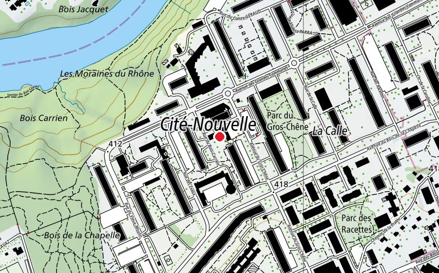 Map showing the location of Ecole du Gros-Chêne (School)