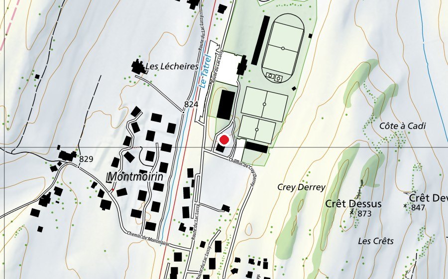 Map showing the location of École du Lussy (School)