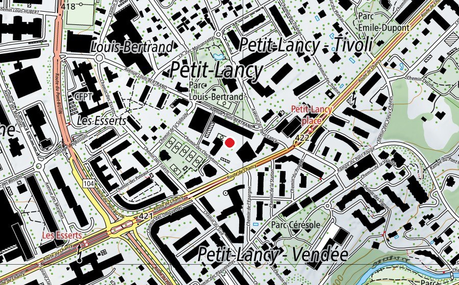 Karte mit dem Standort von Ecole du Petit-Lancy (Schule)