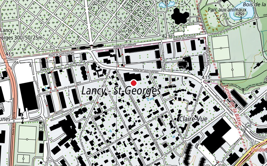 Map showing the location of Ecole du Plateau (School)