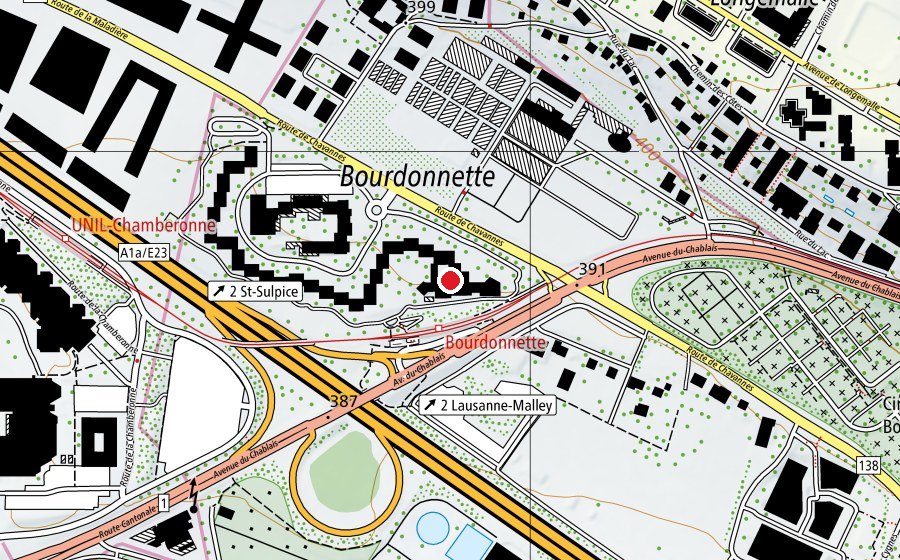 Karte mit dem Standort von École et Centre de vie enfantine de la Bourdonnette (Schule)