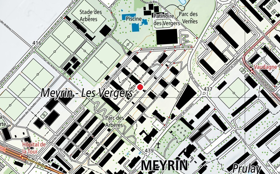 Map showing the location of École Montessori Meyrin (School)