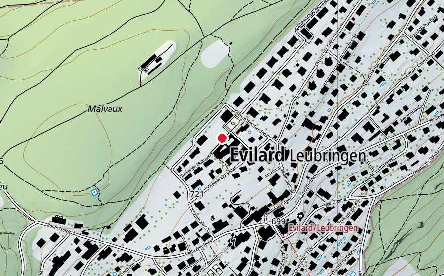 Map showing the location of Ecole primaire d'Evilard / Primarschule Leubringen (School)