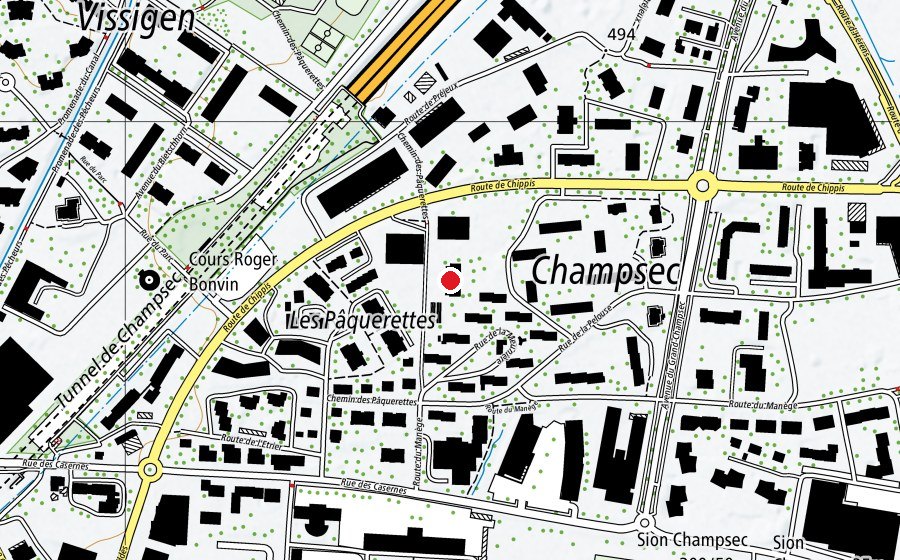 Map showing the location of École primaire de Champsec (School)