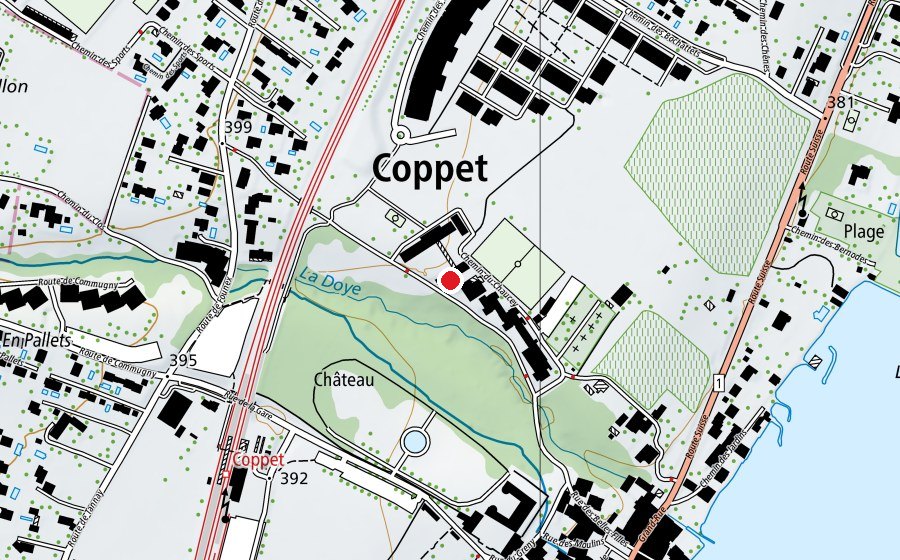 Karte mit dem Standort von École primaire de Coppet - Terre Sainte (Schule)