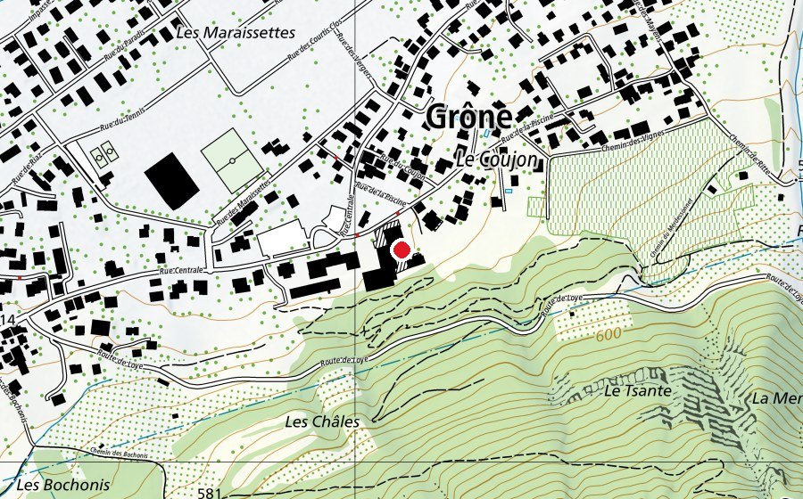Carte indiquant l’emplacement de École primaire de Grône (École)