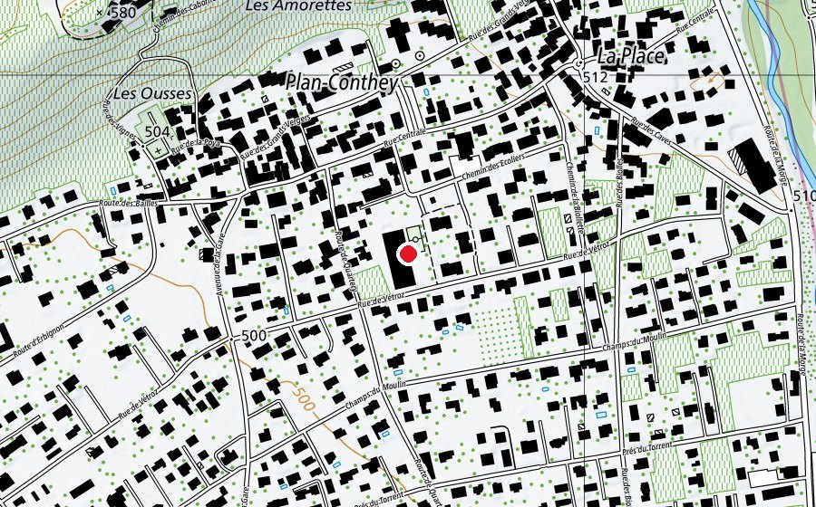 Mappa con la posizione di Ecole primaire de Plan-Conthey (Scuola)