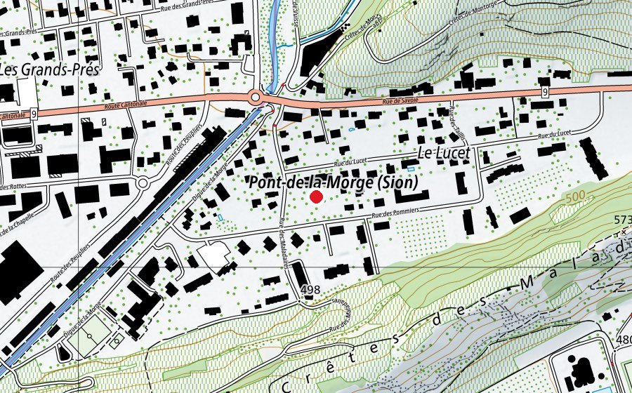 Map showing the location of Ecole primaire de Pont-de-la-Morge (School)