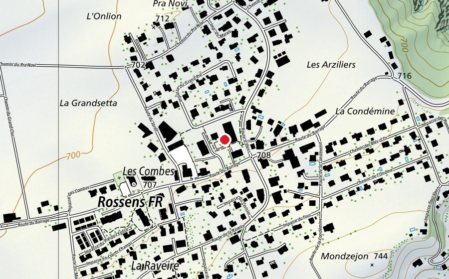 Carte indiquant l’emplacement de École primaire de Rossens (École)