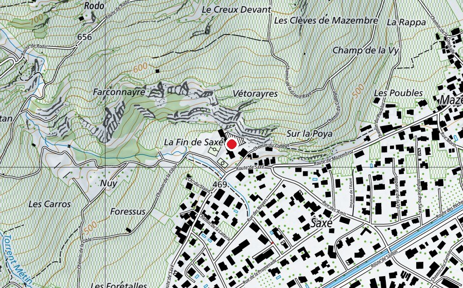 Map showing the location of École primaire de Saxé (School)