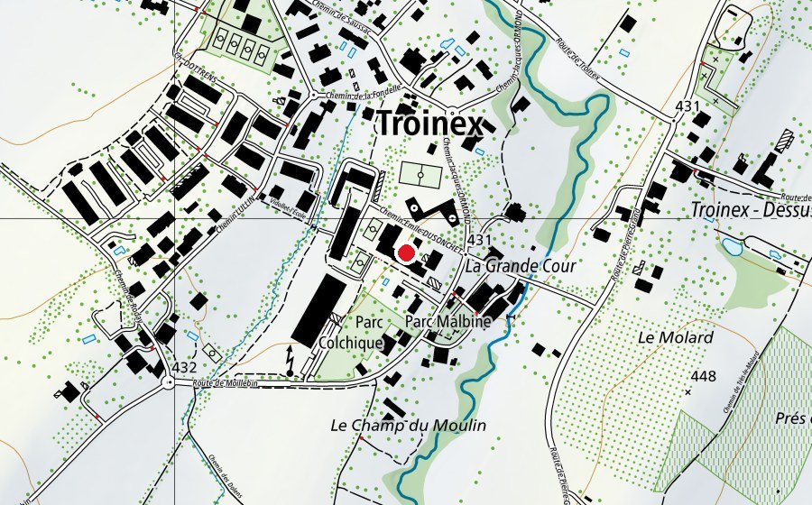 Mappa con la posizione di École Primaire de Troinex (Scuola)