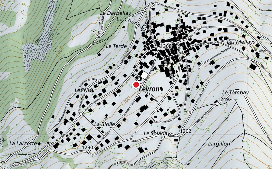 Carte indiquant l’emplacement de Ecole Primaire du Levron (École)